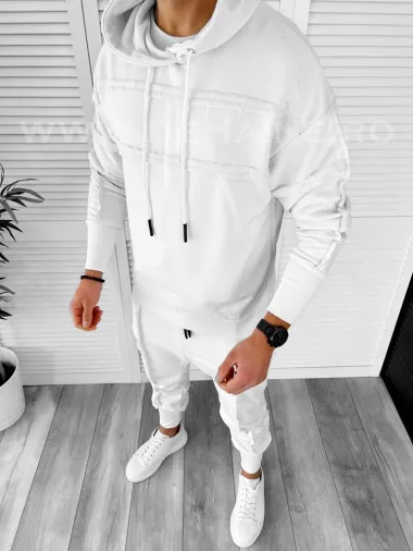 Trening barbati pantaloni + hanorac alb K031 P20-3.2